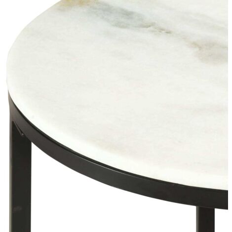 Table basse  Table de salon  Table de café Blanc et noir Ø50 cm Marbre solide véritable