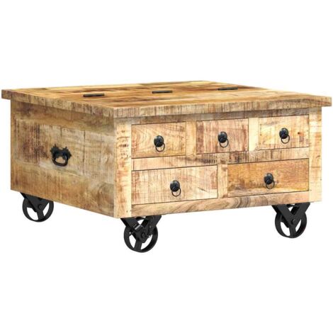 Table basse  Table de salon  Table de café Bois de manguier brut 70 x 70 x 40 cm