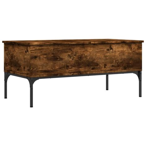Table basse Table de salon Table de café chêne fumé 100x50x45 cm bois d'ingénierie et métal