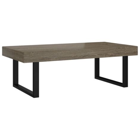 Table basse  Table de salon  Table de café Gris et noir 120x60x40 cm MDF et fer