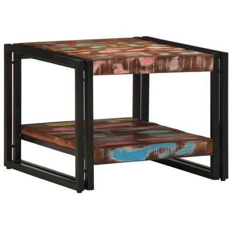 Table basse  Table de salon  Table de café multicolore 50x50x38 cm bois de récupération massif