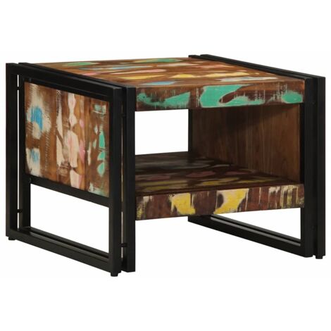 Table basse  Table de salon  Table de café multicolore 50x50x38 cm bois de récupération massif