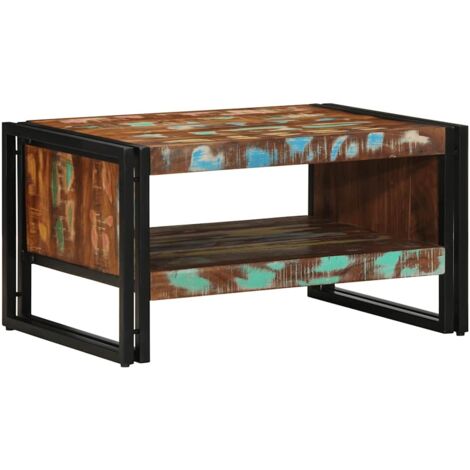 Table basse  Table de salon  Table de café multicolore 70x50x38 cm bois de récupération massif