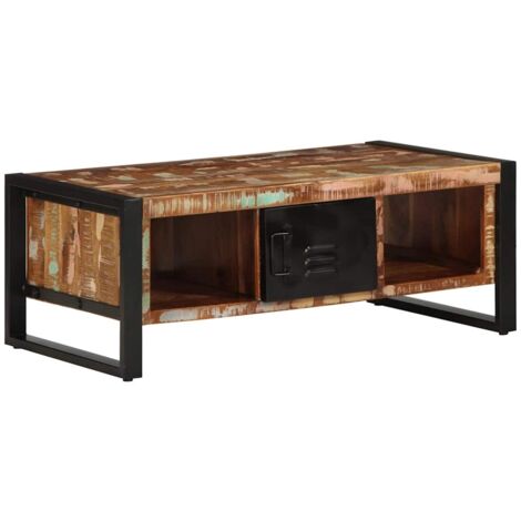 Table basse  Table de salon  Table de café multicolore 90x50x36 cm bois de récupération massif