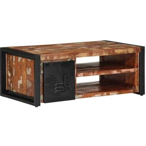 Table basse  Table de salon  Table de café multicolore 90x50x36 cm bois de récupération massif