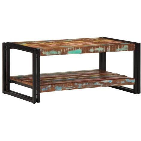 Table basse  Table de salon  Table de café multicolore 90x50x38 cm bois de récupération massif
