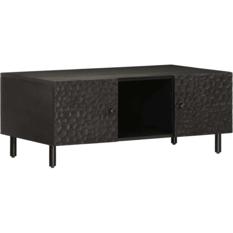 Table basse  Table de salon  Table de café noir 100x54x40 cm bois massif de manguier