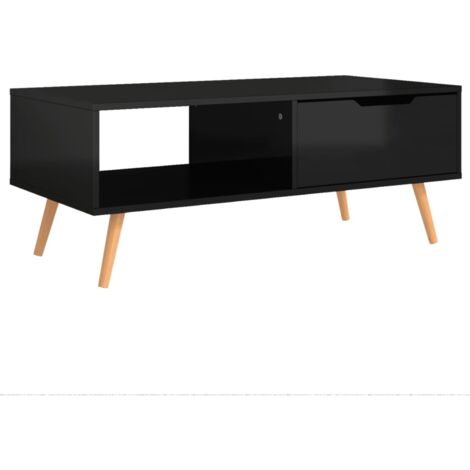 Table basse  Table de salon  Table de café Noir brillant 100x49,5x43 cm Bois d'ingénierie