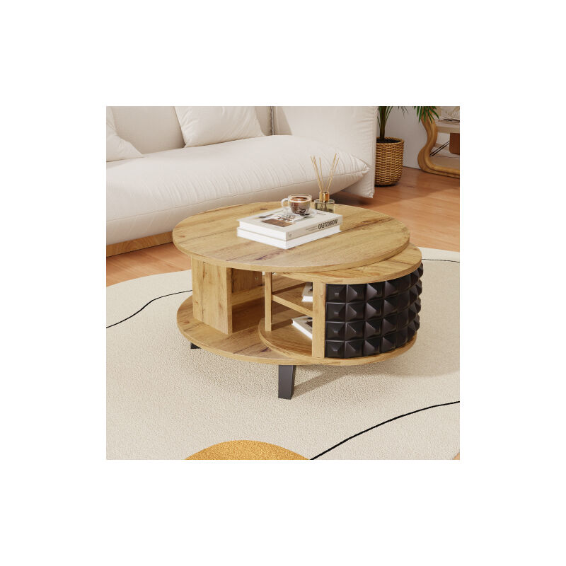 Table basse, table pivotante, table d'appoint avec étagère intérieure cachée