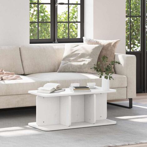 Table Basse-Table Salon Blanc 80 x 39,5 x 33,5 cm Bois massif en pin 621210