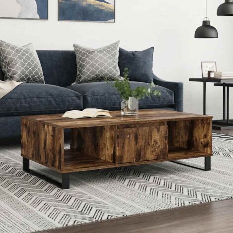 Table Basse-Table Salon chêne fumé 104x60x35 cm bois d'ingénierie 162942