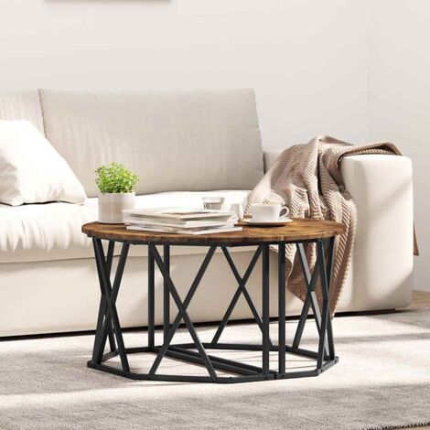 Table Basse-Table Salon Chêne fumé 80 x 80 x 42 cm 482093