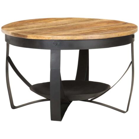 Table basse-Table Salon-Table d'appoint Ø68x43 cm Bois de manguier brut 484635