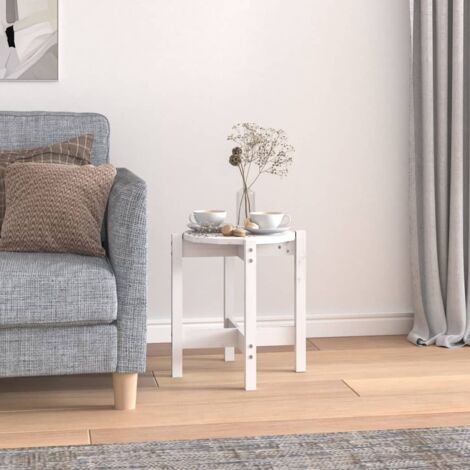 Table basse-Table Salon -Table d'appoint Blanc Ø 42,5x45 cm Bois massif de pin 294527