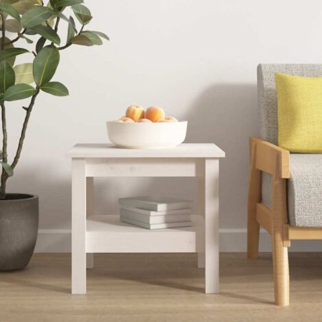 Table basse-Table Salon -Table d'appoint Blanc 45x45x40 cm Bois massif de pin 929716