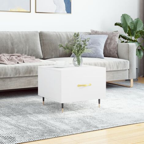 Table basse-Table Salon -Table d'appoint blanc 50x50x40 cm bois d'ingénierie 130701
