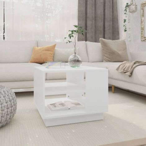 Table basse-Table Salon -Table d'appoint blanc 55x55x43 cm bois d'ingénierie 638420