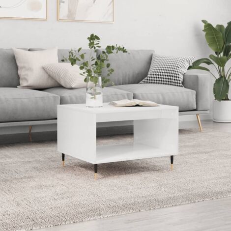 Table basse-Table Salon -Table d'appoint blanc 60x50x40 cm bois d'ingénierie 739028