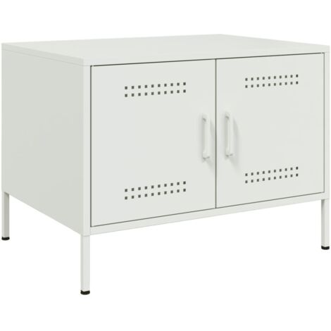 Table basse-Table Salon -Table d'appoint blanc 68x50x50,5 cm acier 179940