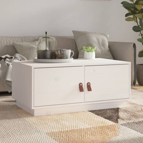 Table basse-Table Salon -Table d'appoint Blanc 80x50x35 cm Bois massif de pin 814393