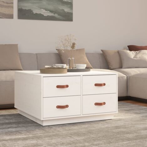 Table basse-Table Salon -Table d'appoint Blanc 80x80x45 cm Bois massif de pin 965788