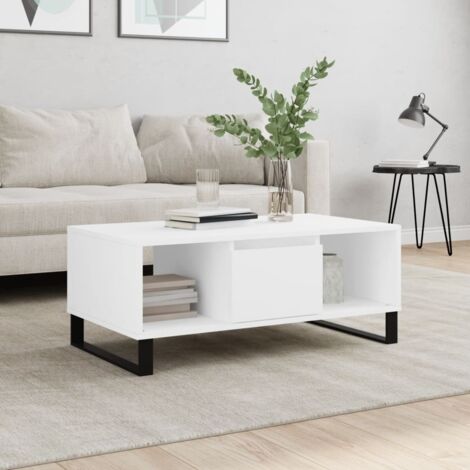 Table basse-Table Salon -Table d'appoint Blanc 90x50x36,5 cm Bois d'ingénierie 812377