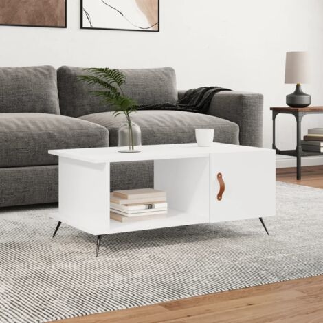 Table basse-Table Salon -Table d'appoint blanc 90x50x40 cm bois d'ingénierie 173110