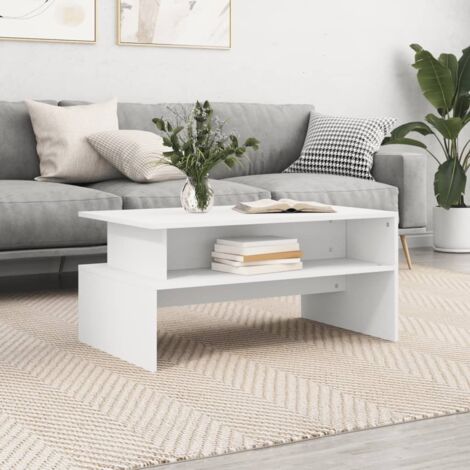 Table basse-Table Salon -Table d'appoint blanc 90x55x42,5 cm bois d'ingénierie 510990