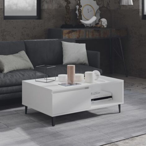 Table basse-Table Salon -Table d'appoint blanc 90x60x35 cm bois d'ingénierie 202838