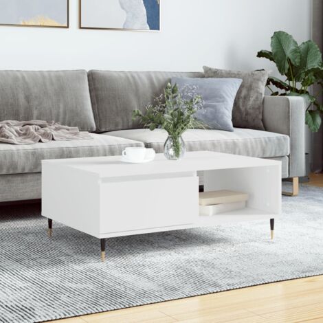 Table basse-Table Salon -Table d'appoint blanc 90x60x35 cm bois d'ingénierie 856574