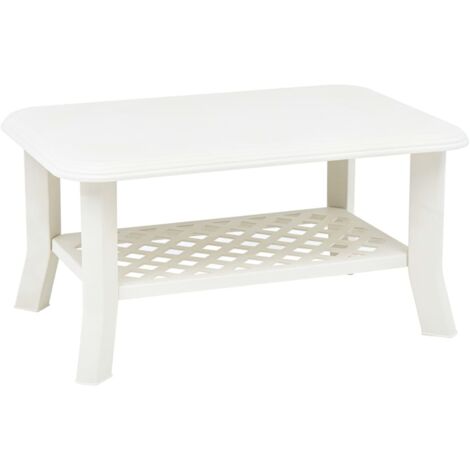 Table basse-Table Salon -Table d'appoint Blanc 90x60x46 cm Plastique 185256