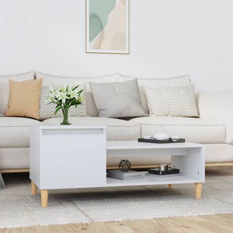 Table basse-Table Salon -Table d'appoint Blanc brillant 100x50x45 cm Bois d'ingénierie 363914