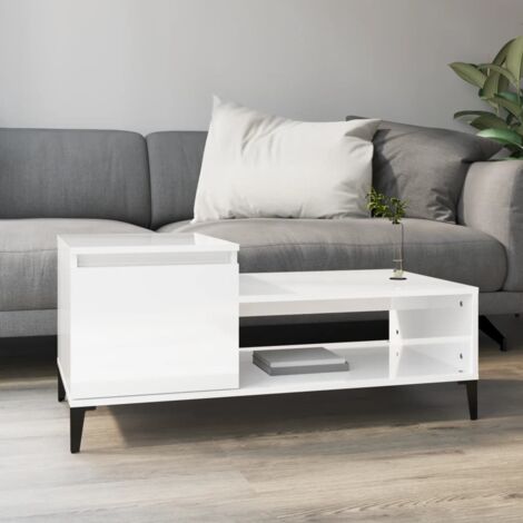 Table basse-Table Salon -Table d'appoint Blanc brillant 100x50x45 cm Bois d'ingénierie 918548
