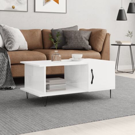 Table basse-Table Salon -Table d'appoint Blanc brillant 90x50x40 cm Bois d'ingénierie 589265