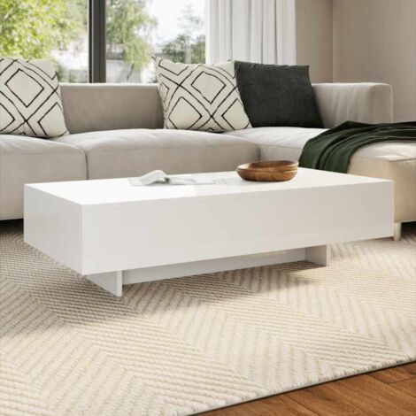 Table basse-Table Salon -Table d'appoint blanc brillant 956731