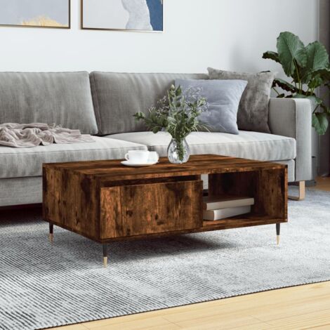 Table basse-Table Salon -Table d'appoint chêne fumé 90x60x35 cm bois d'ingénierie 483114