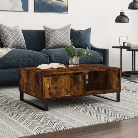 Table basse-Table Salon -Table d'appoint chêne fumé 90x60x35 cm bois d'ingénierie 484101