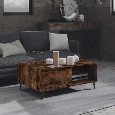 Table basse-Table Salon -Table d'appoint chêne fumé 90x60x35 cm bois d'ingénierie 797836