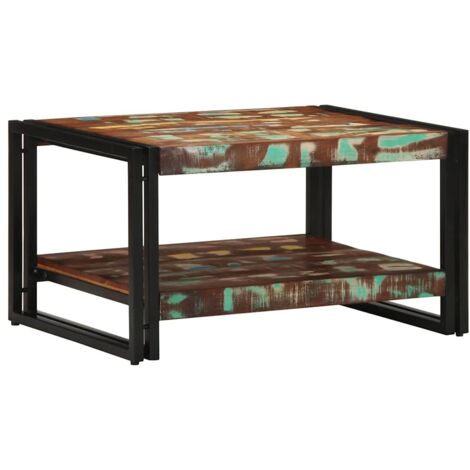 Table basse-Table Salon-Table d'appoint multicolore 70x50x38 cm bois de récupération massif 649302