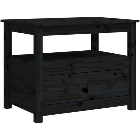 Table basse-Table Salon-Table d'appoint Noir 71x49x55 cm Bois massif de pin 999856