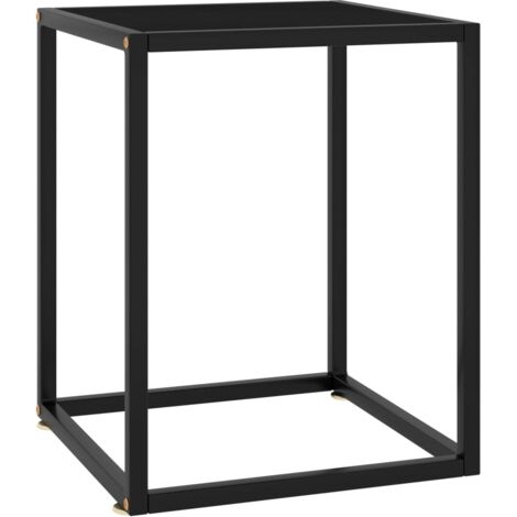 Table basse-Table Salon-Table d'appoint Noir avec verre noir 40x40x50 cm 481600