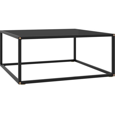 Table basse-Table Salon-Table d'appoint Noir avec verre noir 80x80x35 cm 716566