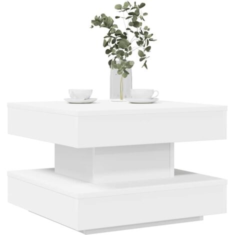 Table basse-Table Salon-Table d'appoint rotative à 360 degrés blanc 50x50x34,5 cm 821832