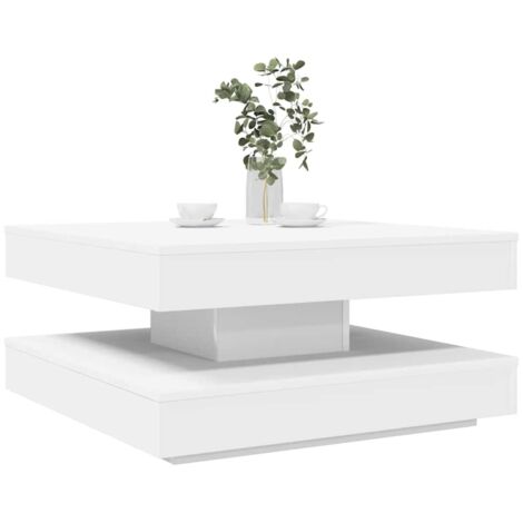 Table basse-Table Salon-Table d'appoint rotative à 360 degrés blanc 70x70x34,5 cm 856129