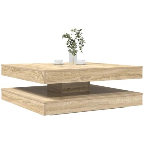 Table basse-Table Salon-Table d'appoint rotative à 360 degrés chêne sonoma 90x90x34,5 cm 746755