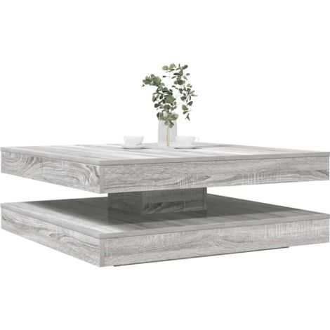 Table basse-Table Salon-Table d'appoint rotative à 360 degrés sonoma gris 90x90x34,5 cm 646228