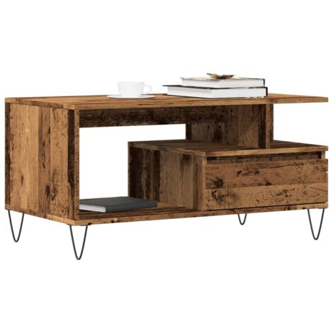 Table basse-Table Salon-Table d'appoint vieux bois 90x49x45 cm bois d'ingénierie 695097