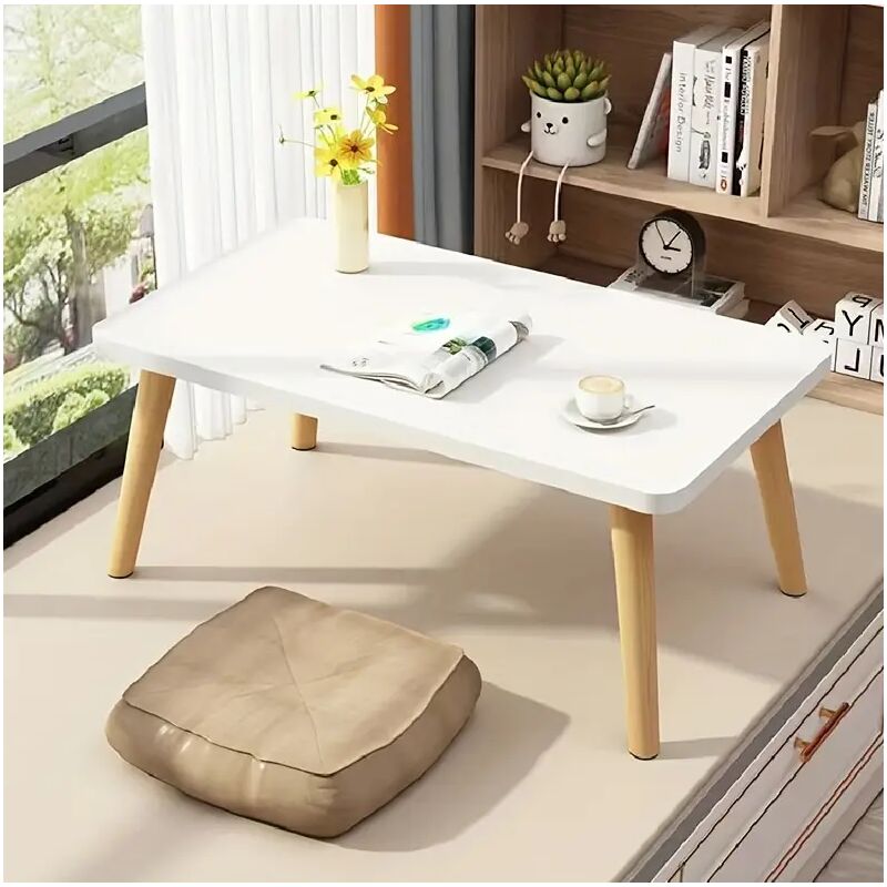 Skecten - Table Basse, Table Tatami pour Ordinateur Portable, Table De Pique-Nique, Basse Portable, 60x40x32cm, Blanc