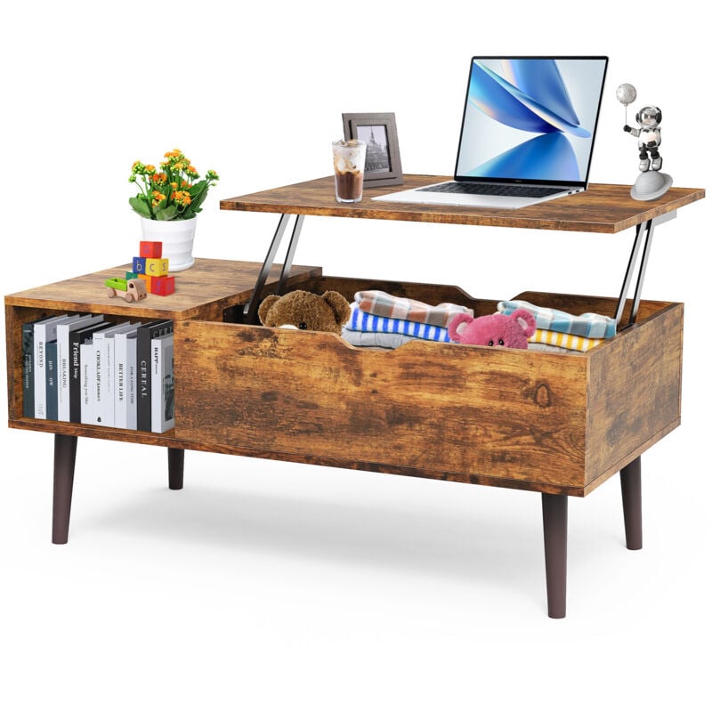 Table basse, tables basses relevables pour le salon, table basse relevable extensible,Avec compartiment de rangement caché,table basse relevable
