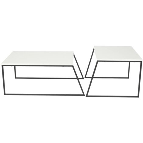 Table basse Tavo, forme rectangulaire, structure en métal, 50x88x38h cm blanc